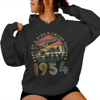 Awesome Since May 1954 Vintage 70Th Birthday Women Women Hoodie - Seseable