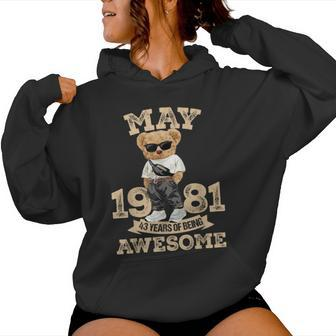 Awesome Since May 1981 Retro 43Rd Birthday Women Hoodie - Seseable
