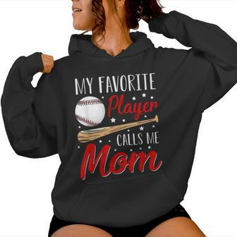 Baseball My Favorite Player Calls Me Mom Heart Mother Women Hoodie - Monsterry CA