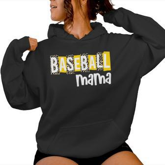 Baseball Mama Yellow Leopard Print Baseball Mom Gear Sports Women Hoodie | Mazezy