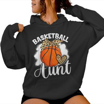 Basketball Aunt Leopard Heart Auntie Mother's Day Women Hoodie | Mazezy