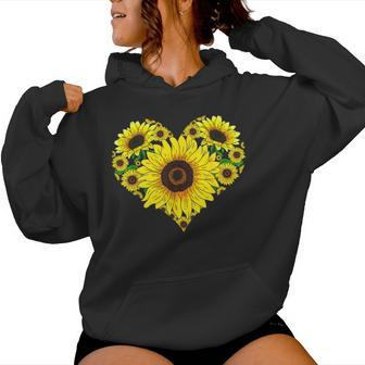 Beautiful Sunflower Lover Gardener Hippie Heart Sunflower Women Hoodie - Thegiftio UK