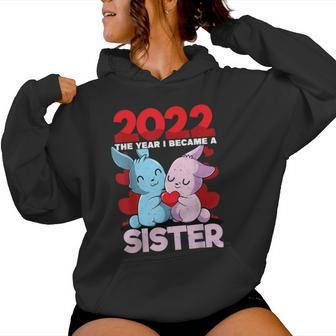Becoming A Sister 2022 Bunny Baby Sibling Announcement Women Hoodie - Monsterry UK