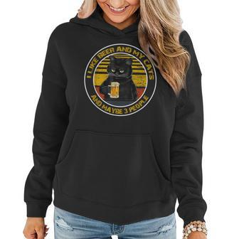 I Like Beer My Cat And Maybe 3 People Day Cats Women Hoodie - Seseable