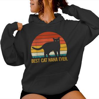 Best Cat Nana Ever Vintage Retro Cat Kitten Lover Women Hoodie - Monsterry