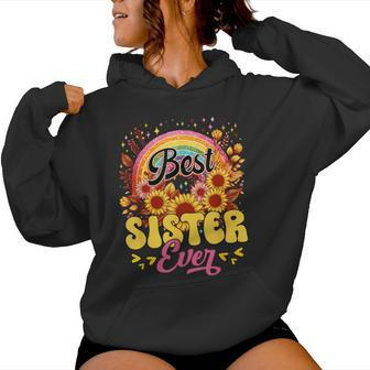Best Sister Ever Sunflowers Colourful Rainbow Mother's Day Women Hoodie - Monsterry