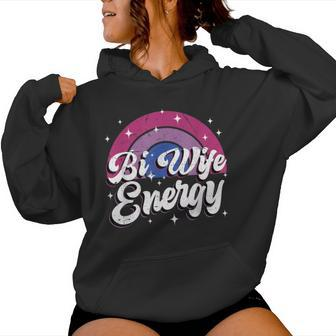 Bi Wife Energy Bisexual Pride Bisexual Flag Quote Women Hoodie - Seseable