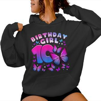 Birthday Girl 10 Year Old Butterfly Number 10 Women Hoodie - Monsterry DE
