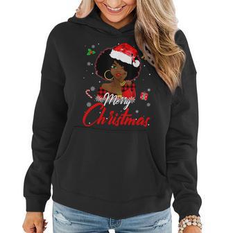 Black African Girl American Melanin Christmas Santa Hat Xmas Women Hoodie - Monsterry AU