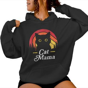 Black Cat Mom Mama Retro Wildlife Happy Mother's Day 2024 Women Hoodie - Seseable