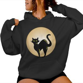 Black Cat And Moon Awesome Cat Lovers Cat Mom Cat Dad Women Hoodie - Monsterry AU