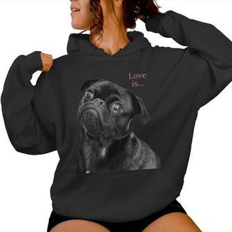 Black Pug Pug Mom Dad Life Love Dog Pet Women Hoodie - Seseable