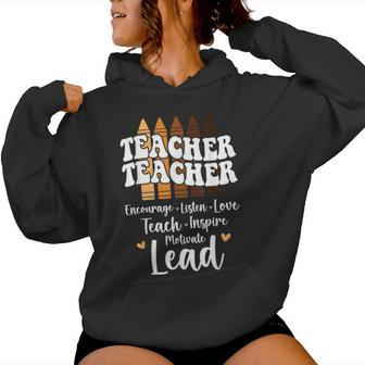 Black Teacher Melanin Crayons Black History Month Teacher Women Hoodie - Thegiftio UK