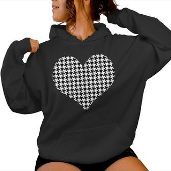 Black White Houndstooth Pattern Heart Girls Women Hoodie - Monsterry AU