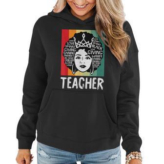 Black Woman Teacher Afro Retro Black History Month Women Hoodie - Monsterry AU