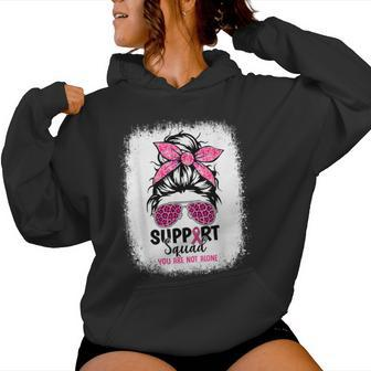 Bleached Messy Bun Support Squad Breast Cancer Awareness Women Hoodie - Monsterry