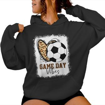 Bleached Soccer Game Day Vibes Soccer Mom Game Day Season Women Hoodie - Monsterry