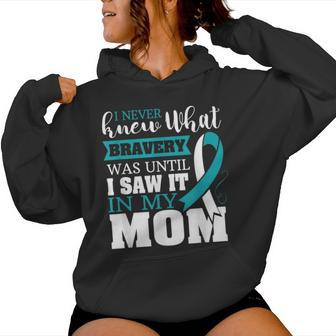 Bravery Mom Cervical Cancer Awareness Ribbon Women Hoodie - Monsterry UK