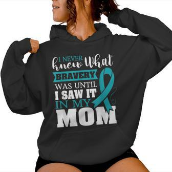 Bravery Mom Ovarian Cancer Awareness Ribbon Women Hoodie - Monsterry CA