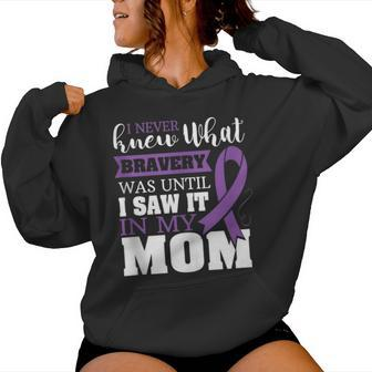 Bravery Mom Pancreas Cancer Awareness Ribbon Women Hoodie - Monsterry AU