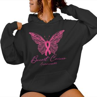 Breast Cancer Awareness Pink Butterfly Pink Ribbon Women Women Hoodie - Monsterry DE
