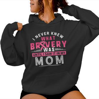 Breast Cancer Survivor Support Pink Ribbon Bravery Mom Women Hoodie - Monsterry