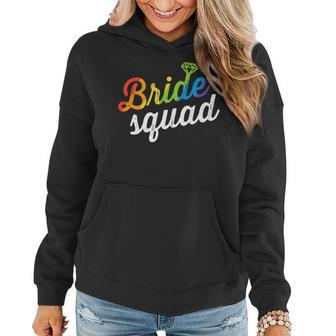 Bride Squad Lgbt Rainbow Flag Lesbian Bachelorette Party Women Hoodie - Monsterry