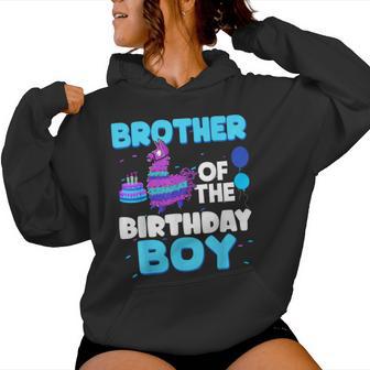 Brother Of The Birthday Boy Llama Family Party Decorations Women Hoodie - Monsterry DE