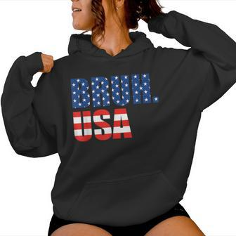 Bruh Usa 4Th Of July Patriotic American Flag Happy Women Women Hoodie - Monsterry CA