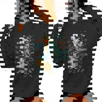 Budgie Parakeet Bird Mom Budgerigar Parrot Vintage Flower Women Hoodie - Monsterry