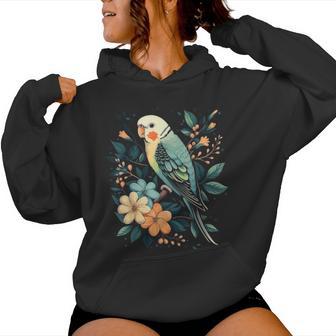 Budgie Parakeet Bird Mom Budgerigar Parrot Vintage Flower Women Hoodie - Monsterry