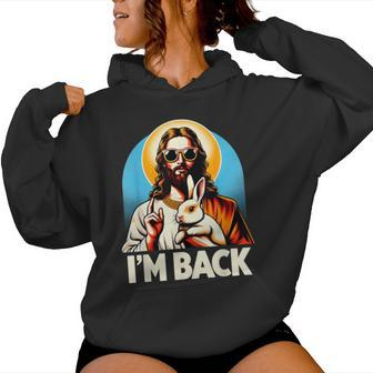Bunny Christian Jesus Guess Who's Back Happy Easter Day Women Hoodie - Seseable