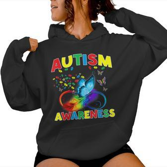 Butterfly Autism Red Instead Infinity Autism Awareness Women Hoodie - Thegiftio UK