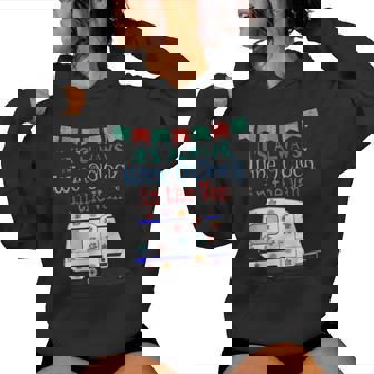 Caravan And Wine Lovers Happy Camper Life Women Hoodie - Thegiftio UK