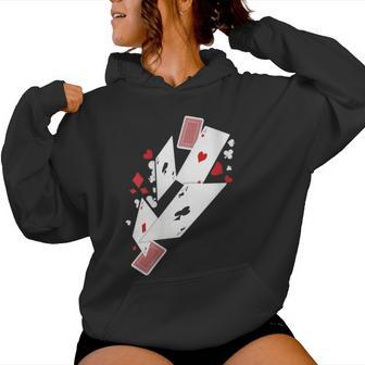 Card Shark Poker Player Four Aces Gambling Idea Women Hoodie - Monsterry UK