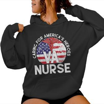 Caring For America's Heroes Patriotic Va Nurse Nurse Week Women Hoodie | Mazezy CA