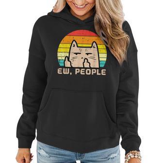 Cat Ew People Sunset Retro Anti Social Introvert Women Women Hoodie - Monsterry DE