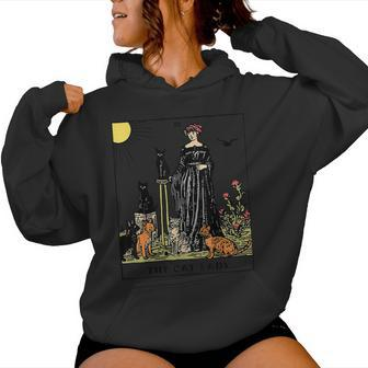 The Cat Lady Tarot Card Vintage Gothic Cat Mom Women Hoodie | Mazezy UK