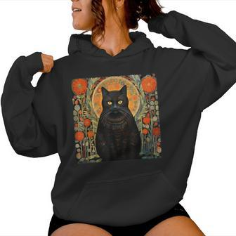 Cat Lover Cat Art Cat With Flowers Floral Cat Women Hoodie - Monsterry AU