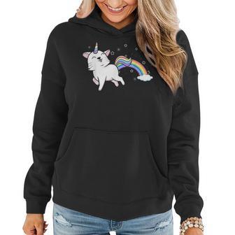 Caticorn Rainbow Unicorn Cat Magical Kitty Legendary Myth Women Hoodie - Monsterry