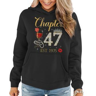 Chapter 47 Years Est 1975 47Th Birthday Red Rose Wine Crown Women Hoodie - Monsterry CA
