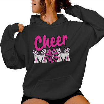 Cheer Mom Hot Pink Black Leopard Letters Cheer Pom Poms Women Hoodie - Monsterry