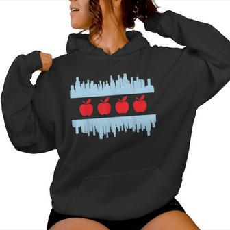 Chicago Teacher Flag Skyline Apple Women Hoodie - Monsterry