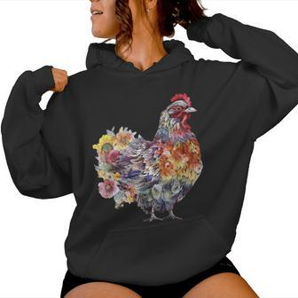 Chicken Aesthetic Flowers Cute Cottagecore Floral Chicken Women Hoodie - Seseable