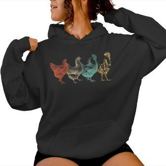 Chicken Retro Vintage Poultry Farmer Farm Lover Women Hoodie - Monsterry DE