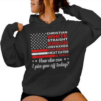 Christian White Straight Republician American Flag Women Hoodie - Monsterry