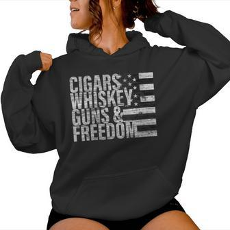 Cigars Whiskey Guns & Freedom Flag Women Hoodie - Monsterry AU