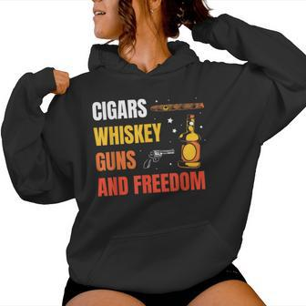 Cigars Whiskey Guns And Freedom Whisky Cigar Lover Women Hoodie - Monsterry