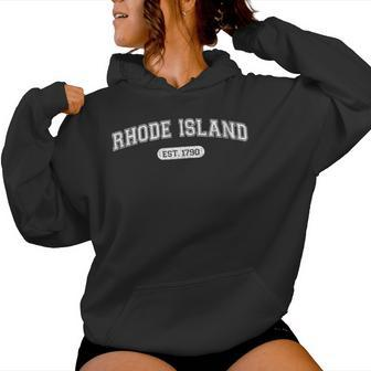 Classic College-Style Rhode Island 1790 Distressed Women Hoodie - Monsterry UK