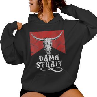 Classic Damn Strait Pride Vintage Bulls Skulls And Leopard Women Hoodie - Monsterry CA